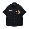Letter flower embroidery short sleeved shirt
