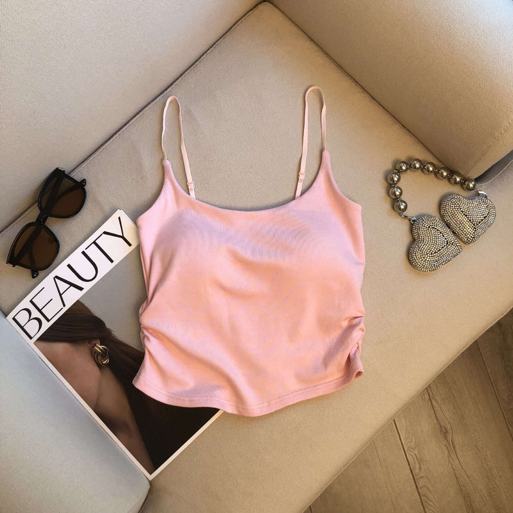 Vest with Padded Brapicy Girl Strap Top