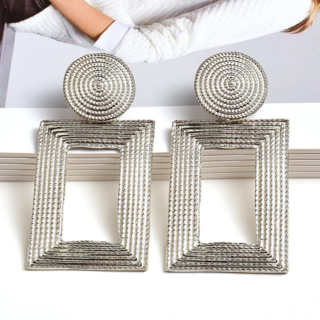 Hot Sell Geometric Gold Color Metal Dangle Drop Earrings Fine Jewelry Accessories For Women Fashion Trend Pendientes Bijoux
