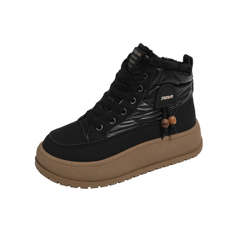Fleece-Lined High-Top Snow Boots for Women, Fashionable Insulated Casual Winter Shoes  Student-Friendly Design