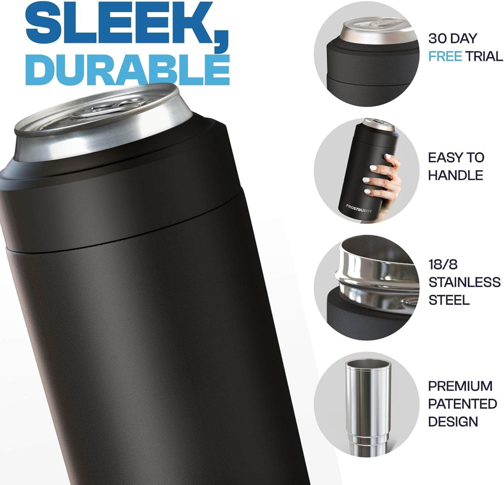 versal Buddy Can Cooler - Fits All - for Regular 12 & 16 Oz or Slim-Size Bottles - Insulated Double -Walled Stainless Steel (All White)